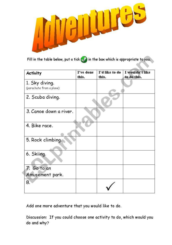 English Worksheets Adventures