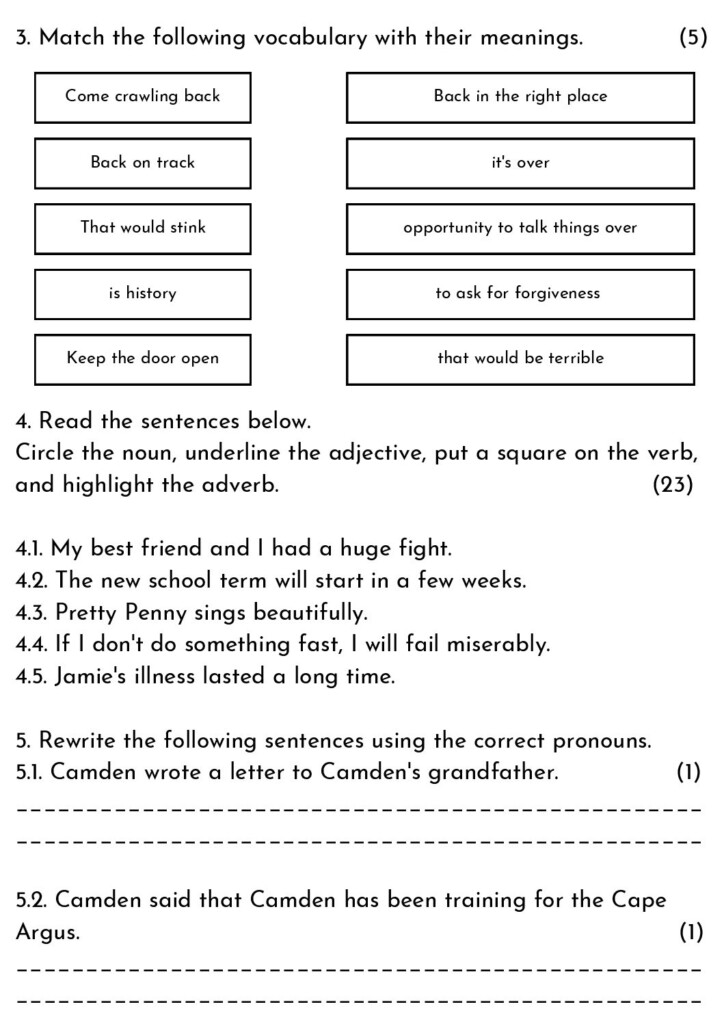 English Worksheets English Revision For Grade 5 Vrogue co