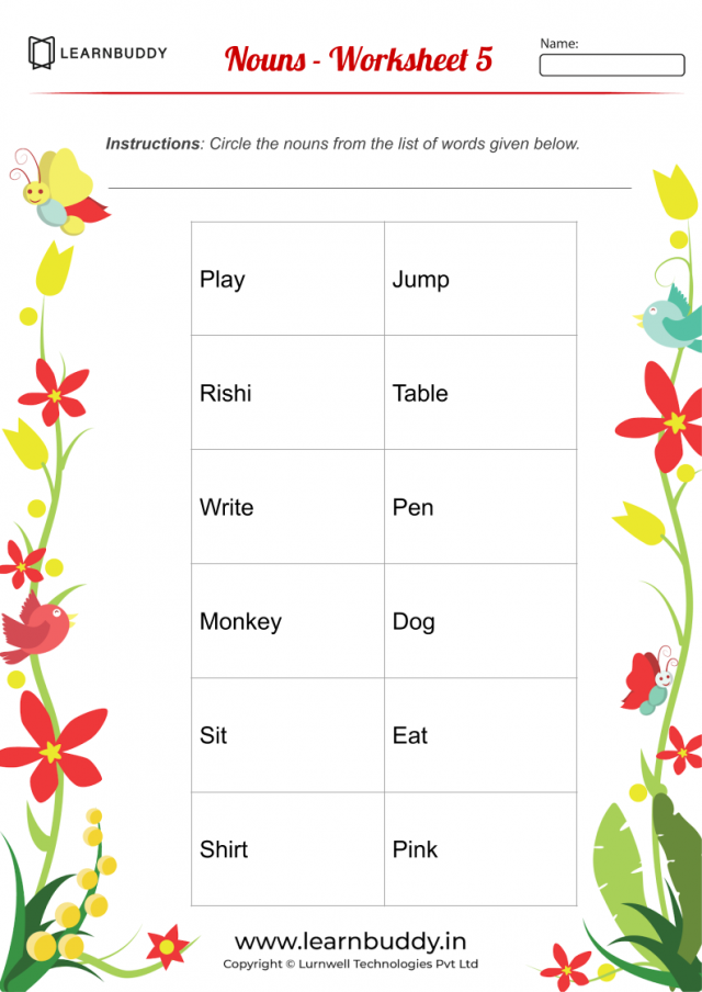 English Worksheets For Class 1 Nouns Verbs Pronouns Learnbuddy in