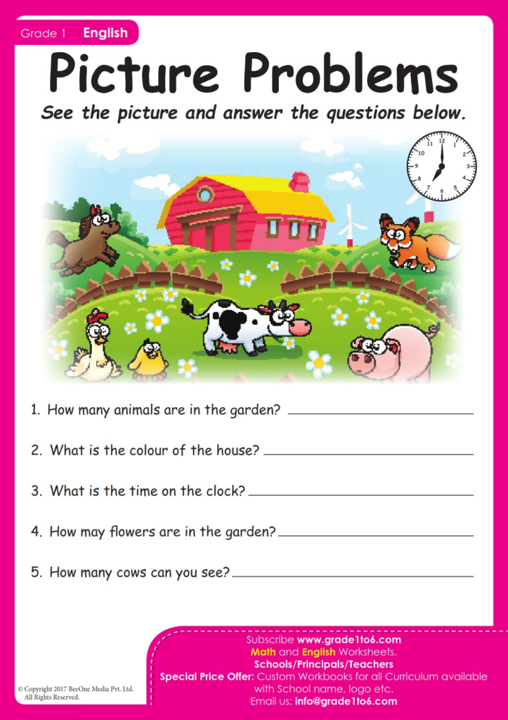English Worksheets For Grade 1