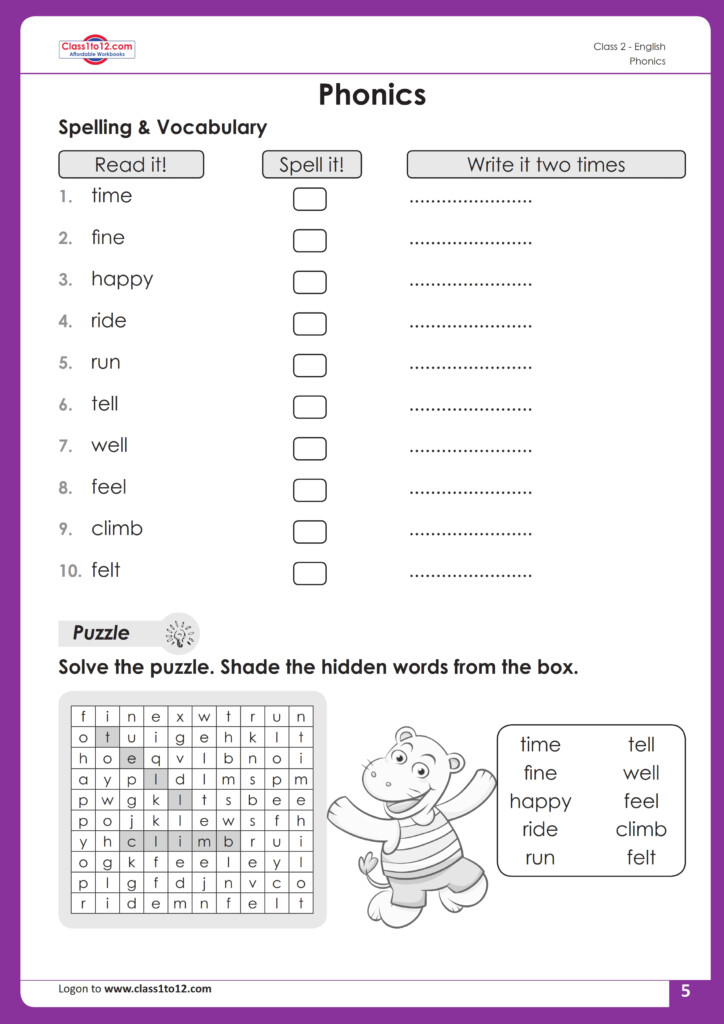 English Worksheets For Grade 1 Cbse