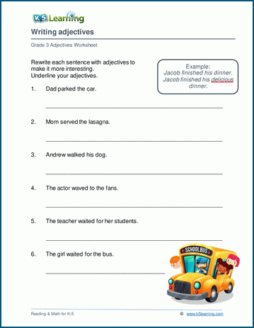 English Worksheets For Grade 3 Adjectives