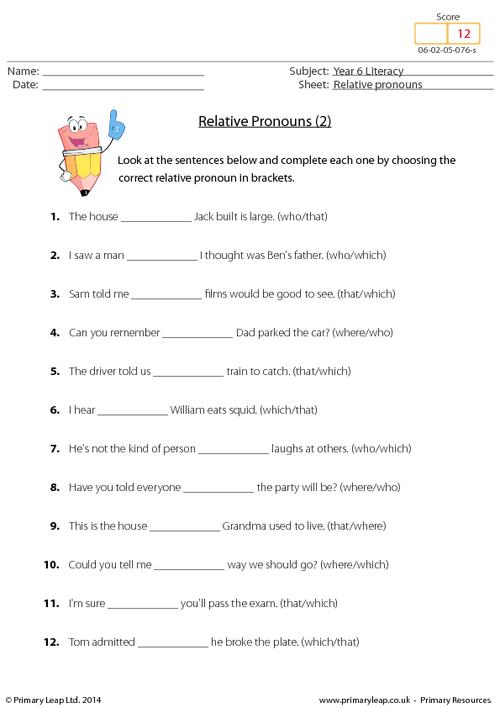 English Worksheets For Year 6 Uk