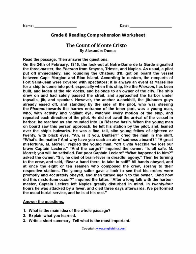 English Worksheets Grade 8 Worksheet24