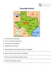 English Worksheets Texas Maps Practice