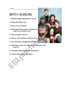 English Worksheets With Honors