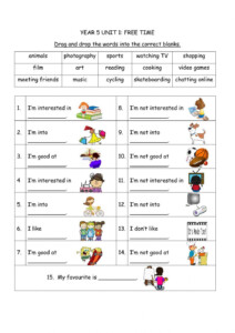 English Year 5 Free Time Mdm Syahira Live Worksheets Library