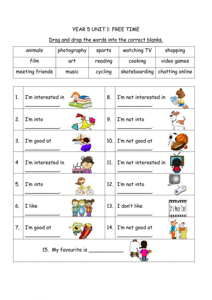 English Year 5 Free Time Mdm Syahira Live Worksheets Library