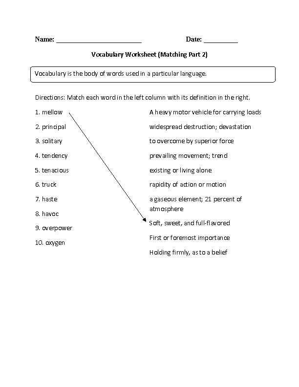 Englishlinx Vocabulary Worksheets