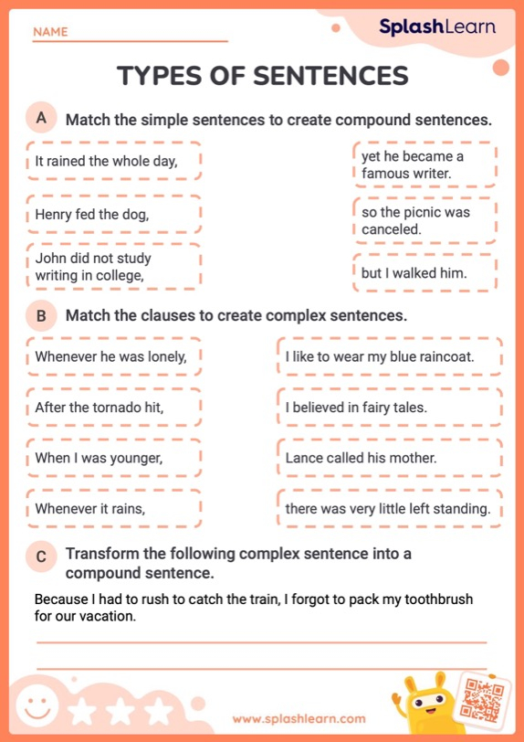 Exploring Types Of Sentences Worksheet