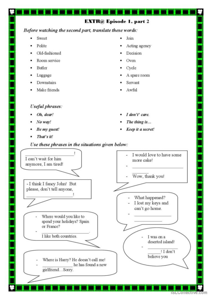 Extra Episode 1 Part 2 Video Or Movi English ESL Worksheets Pdf Doc