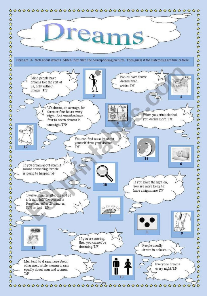 Facts About Dreams ESL Worksheet By Rotkappe
