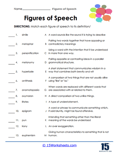Figures Of Speech Worksheets 15 Worksheets