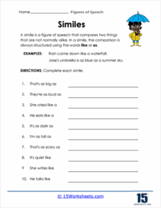 Figures Of Speech Worksheets Worksheets Worksheet Hero