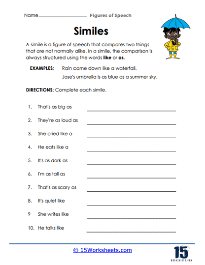 Figures Of Speech Worksheets Worksheets Worksheet Hero