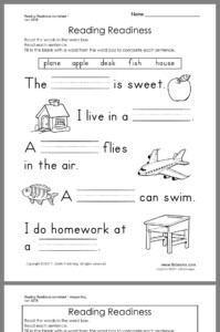 Fill In The Blank Worksheets Grade 1