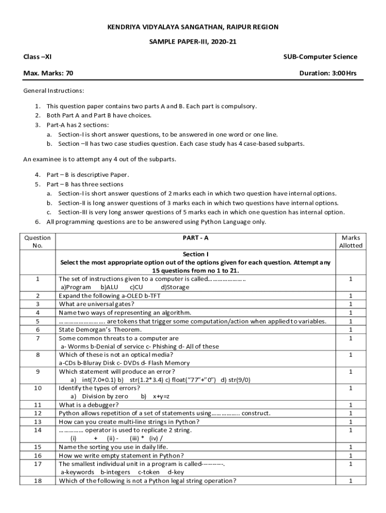 Fillable Online KVS Class 3 EVS Half Yearly Exam Sample Question Paper 