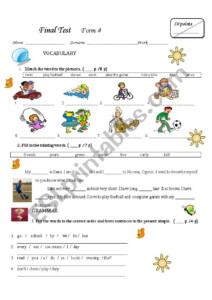 Final Test Form 4 ESL Worksheet By Mila09