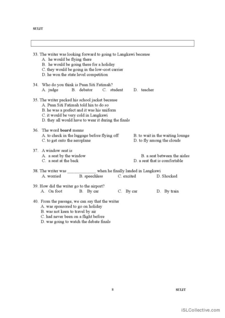 Form 1 English Paper 1 2013 English ESL Worksheets Pdf Doc