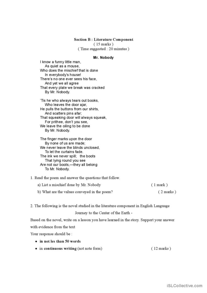 Form 1 English Paper 2 2013 English ESL Worksheets Pdf Doc