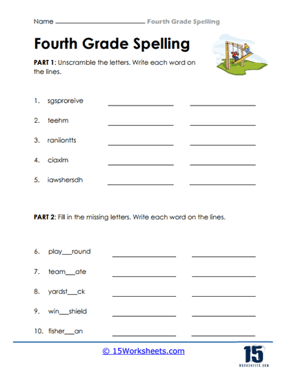 Fourth Grade English Worksheets