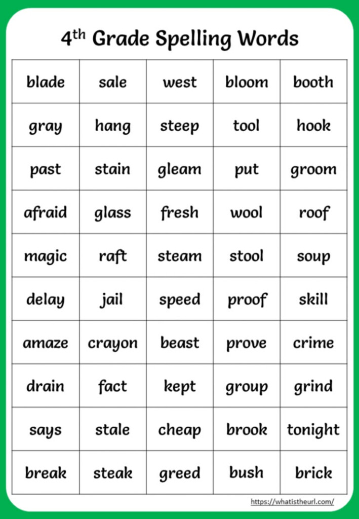 Fourth Grade Spelling Word Lists
