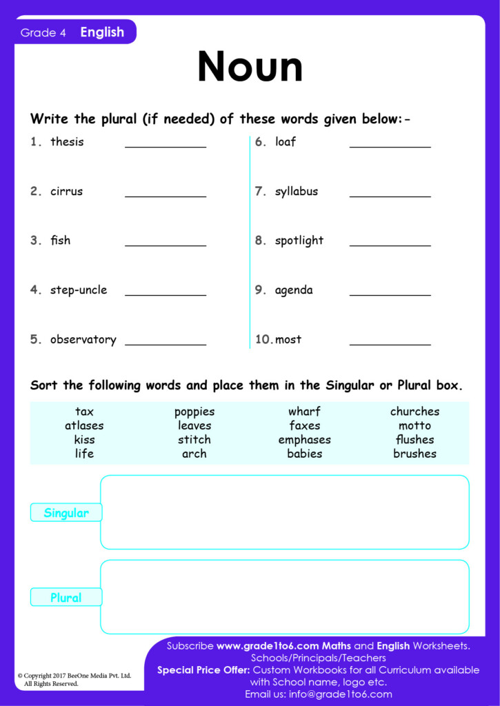 Free 4 Grade English Worksheet Download Free 4 Grade English Worksheet 