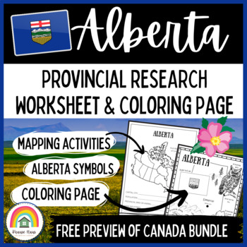 FREE All About Alberta Research Worksheet Alberta Symbols Coloring Page