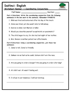 Free Conjunction Worksheet Grade 4 Download Free Conjunction Worksheet