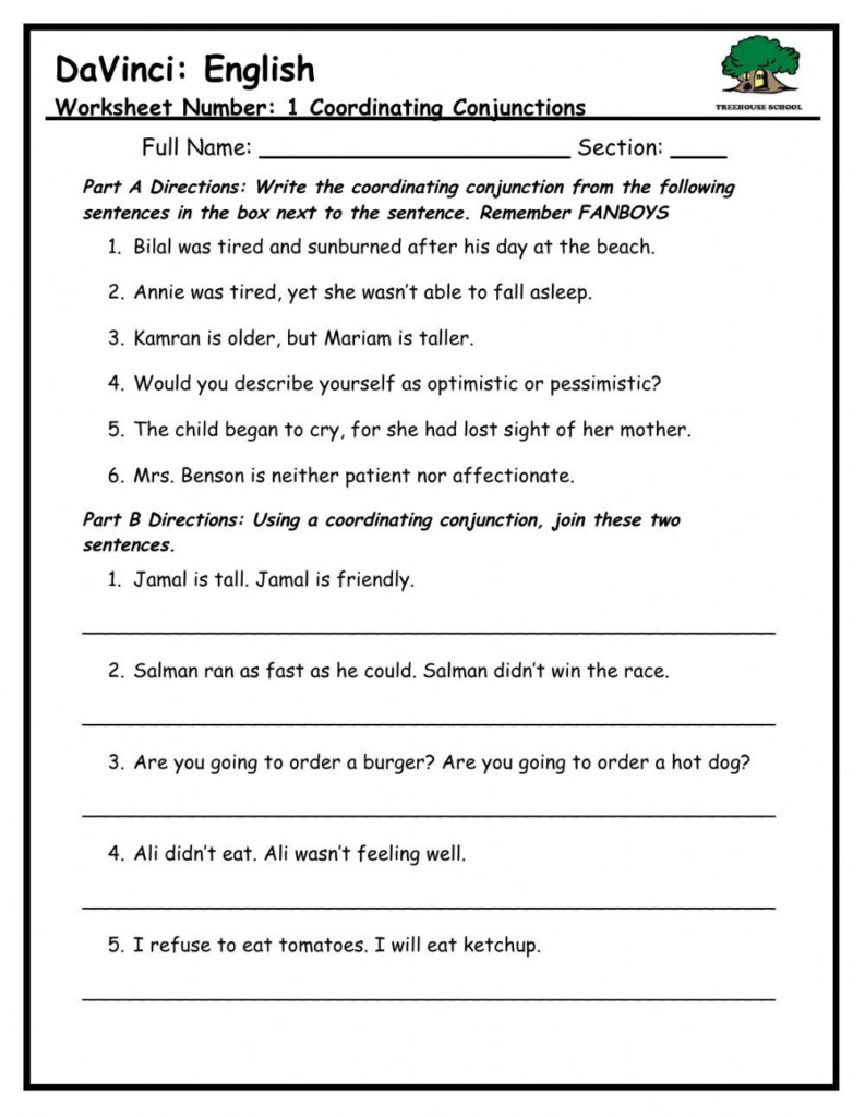 Free Conjunction Worksheet Grade 4 Download Free Conjunction Worksheet 