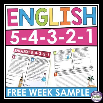 Free English Bell Ringers Sample Grammar Vocab Lit Terms Writing 
