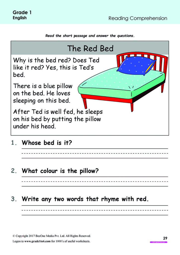 Free English Worksheets For Grade 1 class 1 IB CBSE ICSE K12 And All