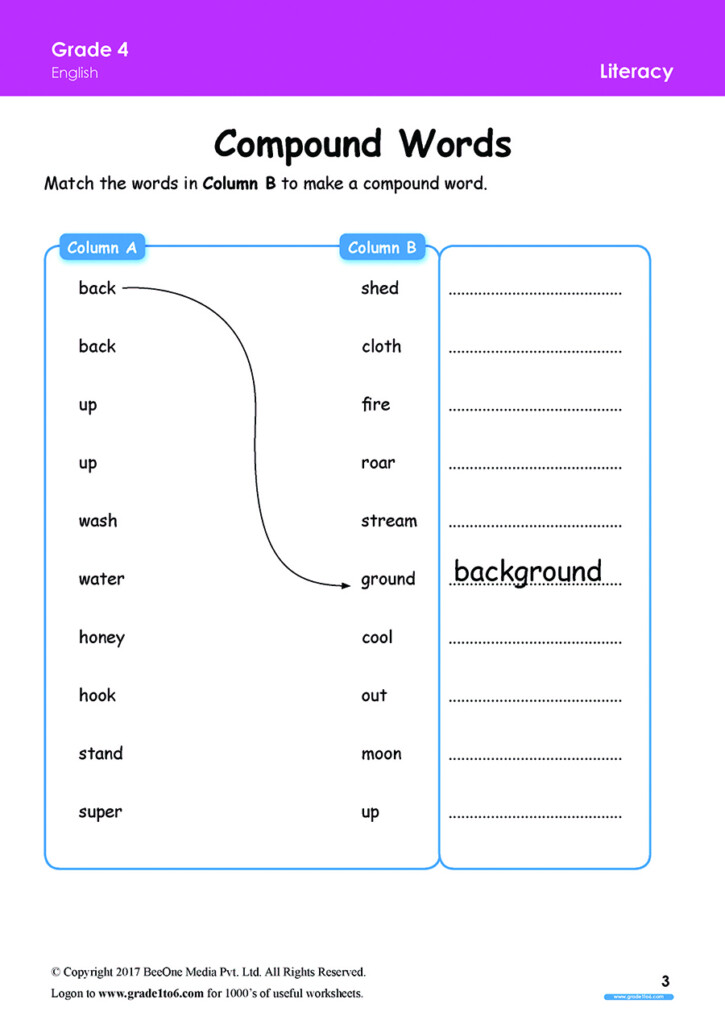 Free English Worksheets For Grade 4 class 4 IB CBSE ICSE K12 And All