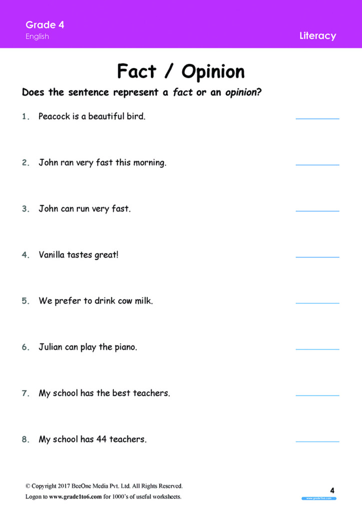 Free English Worksheets For Grade 4 class 4 IB CBSE ICSE K12 And All