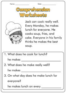 Free Grade One Comprehension Worksheet Download Free Grade One