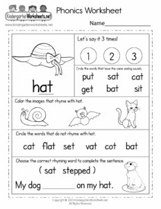 Free Phonics Worksheet Free Kindergarten English Worksheet For Kids