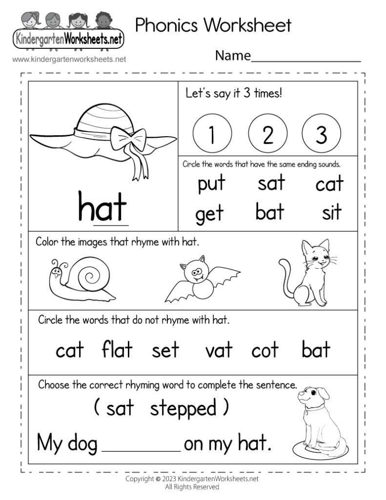 Free Phonics Worksheet Free Kindergarten English Worksheet For Kids