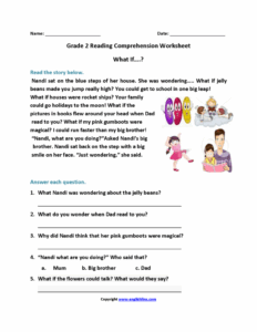 Free Printable English Comprehension Worksheets For Grade 2