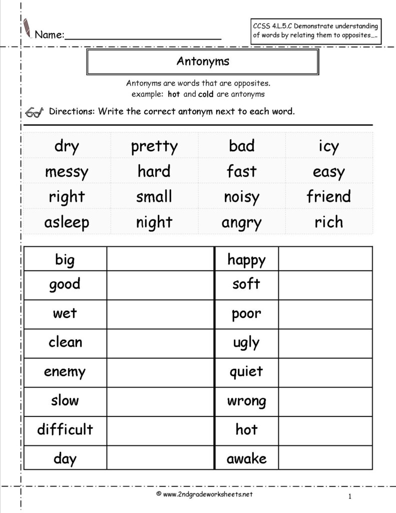 Free Printable Language Arts Worksheets