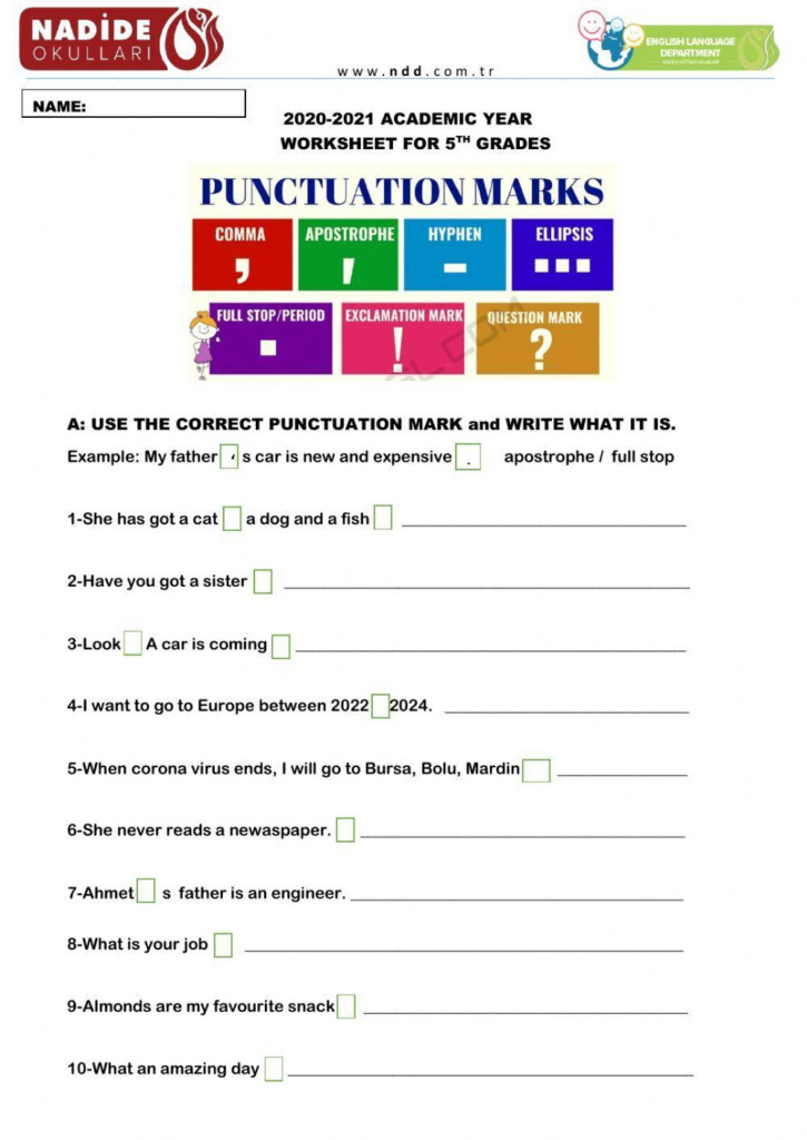 Free Punctuation Worksheet Grade 5 Download Free Punctuation Worksheet 