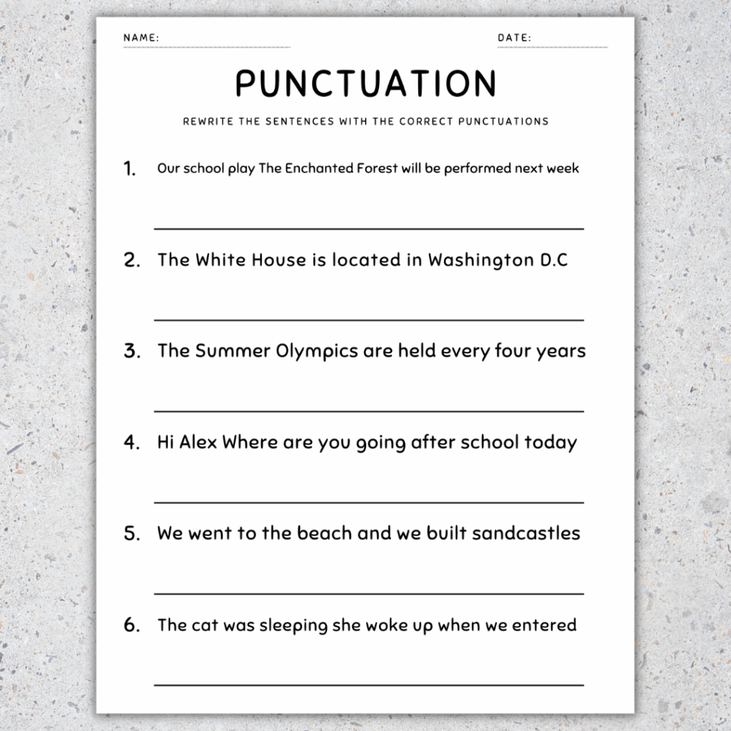 Free Punctuation Worksheet Grade 5 Download Free Punctuation Worksheet 