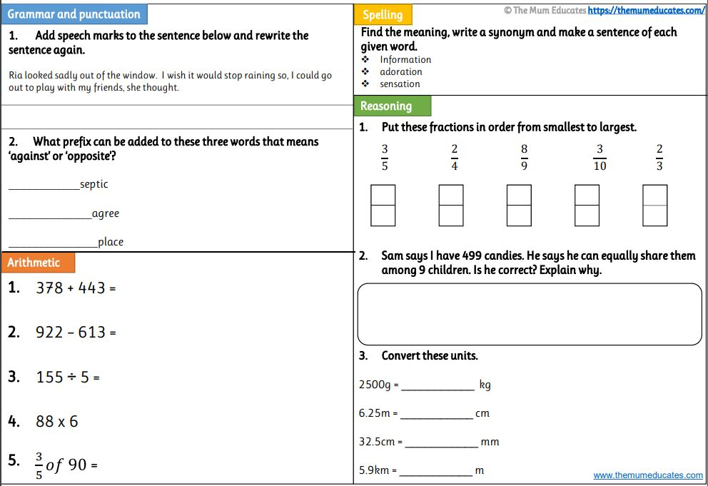 Free Year 4 Worksheets The Mum Educates
