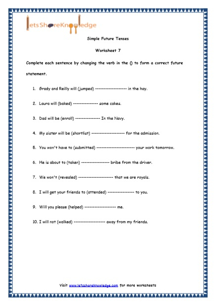 Future Tense Worksheet For Grade 4 Design Talk