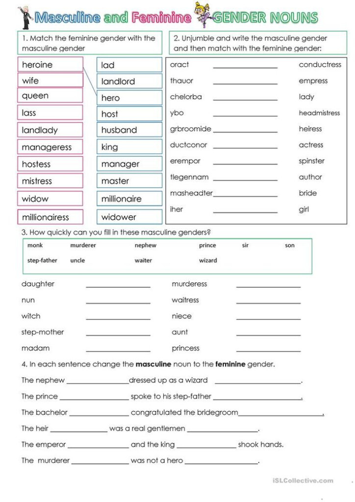 Gender Worksheet For Grade 5