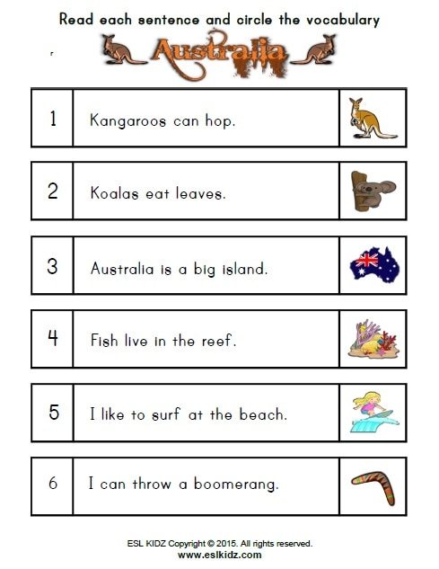 Grade 1 English Worksheets Australia
