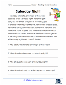 Grade 1 Reading Comprehension Worksheets