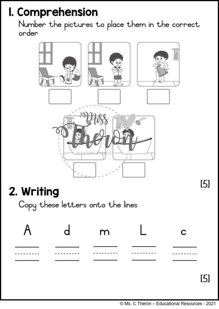 Grade 1 Term 1 English HL Baseline Assessment Teacha 