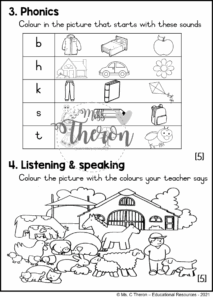 Grade 1 Term 1 English HL Baseline Assessment Teacha
