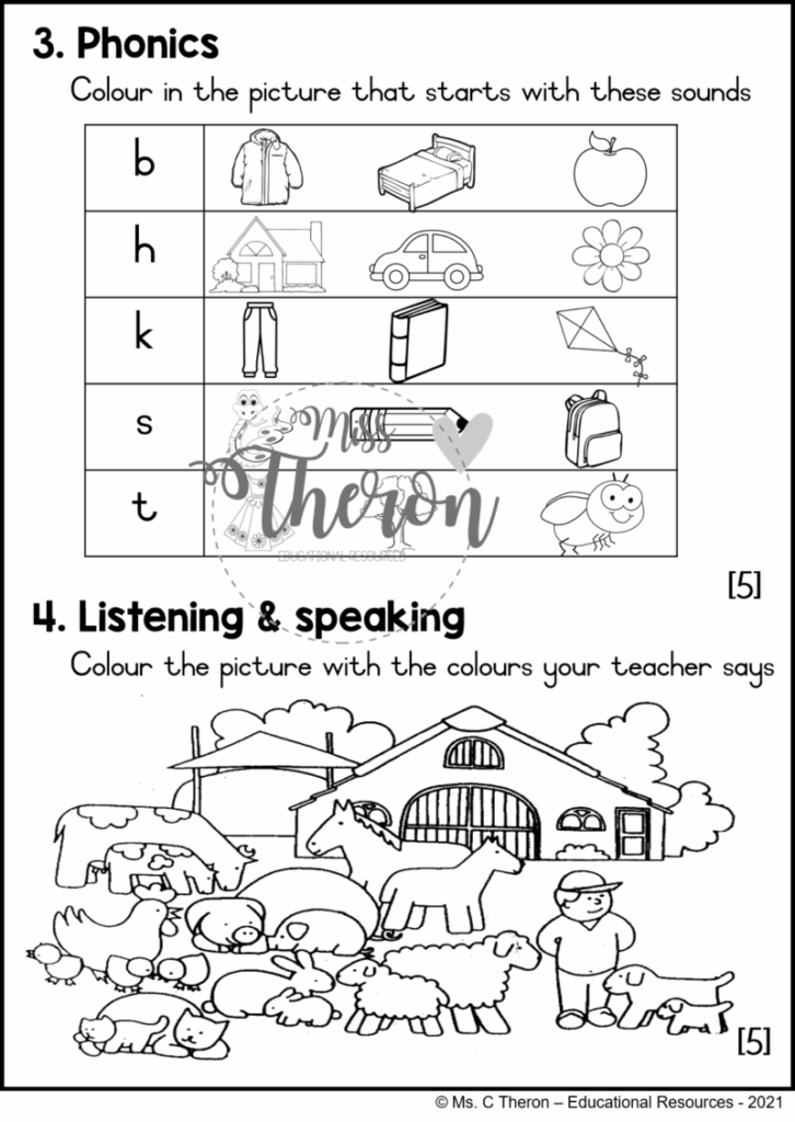 Grade 1 Term 1 English HL Baseline Assessment Teacha 