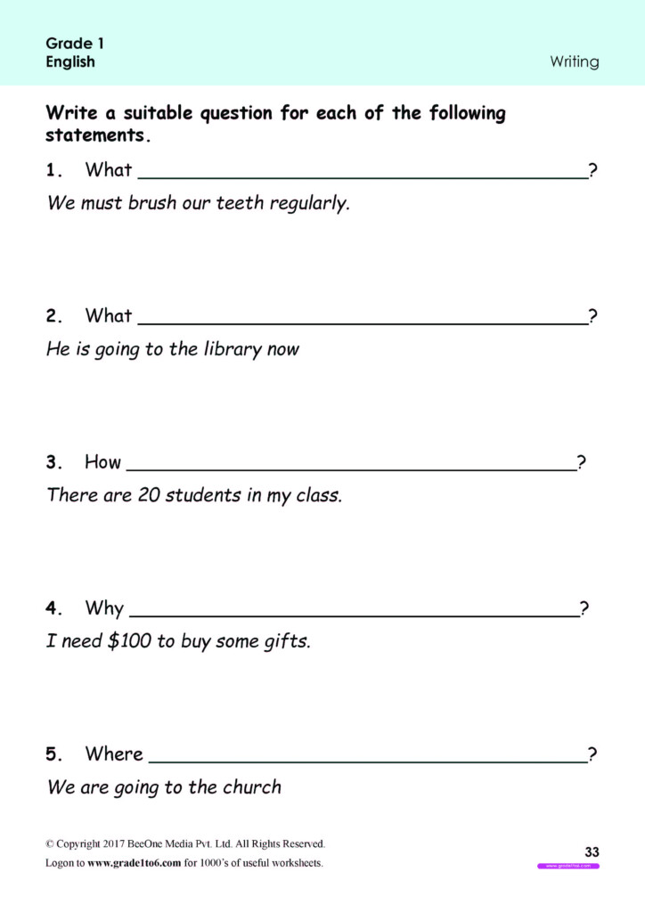 Grade 2 English Writing Worksheets Pdf WorkSheets For Kids